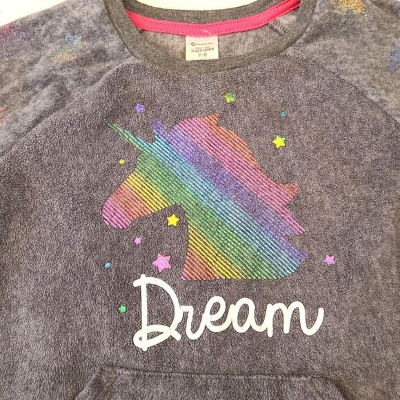 PERFECT PAIR Nightie Plush Fleece sz 7/8 Unicorn Plus 18" Doll's‎ Nighty - Picture 5 of 13